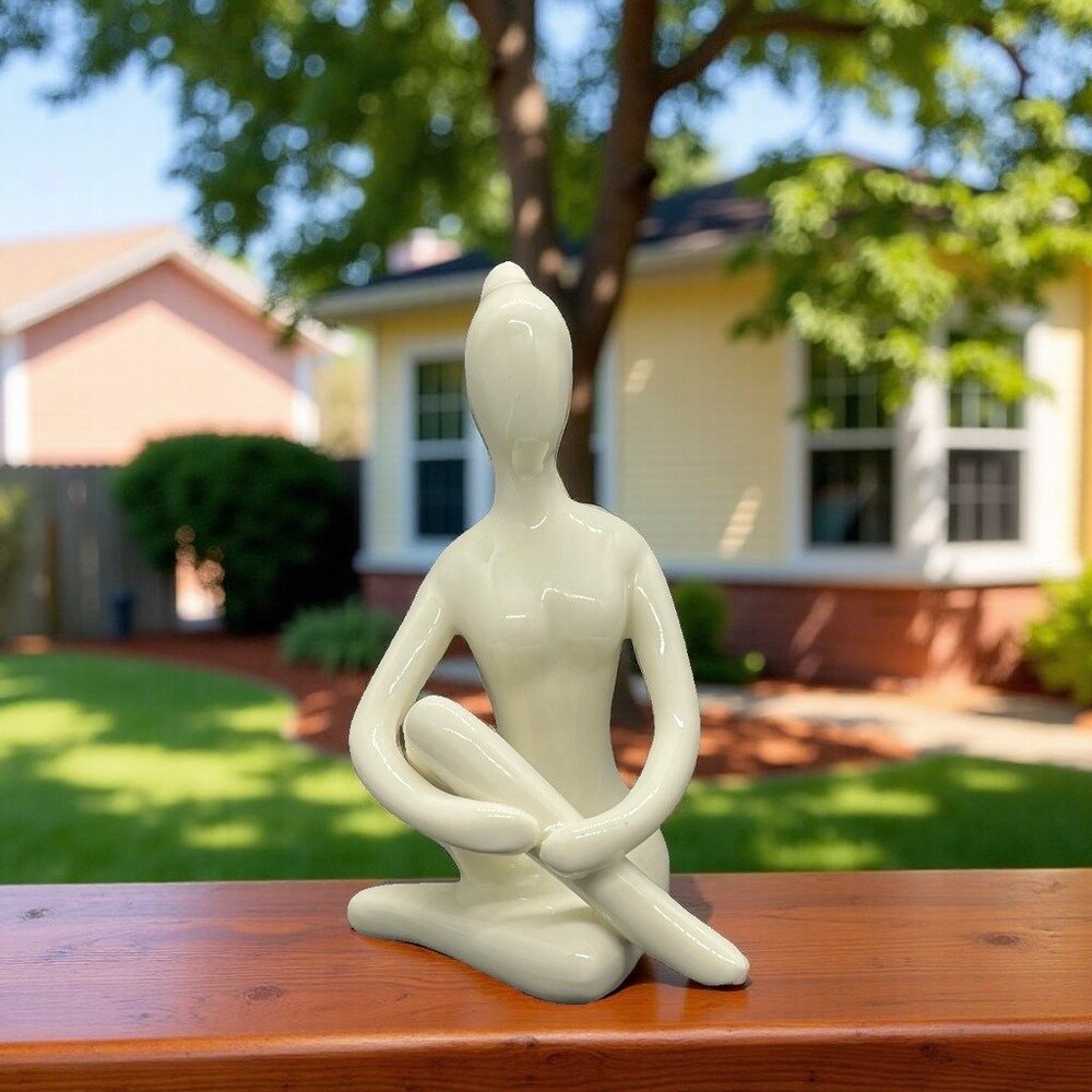 Abstract Ceramic Yoga Figurine